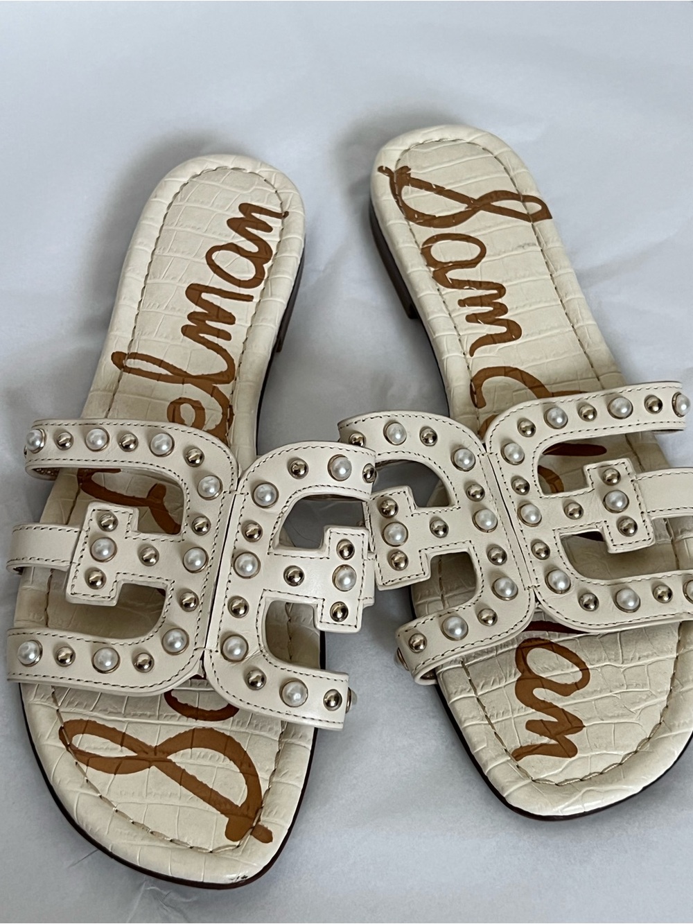 Sam Edelman Sandals Gold and Pearl studs
